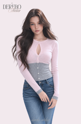 Rosy Moore Pink Gray Layered Tee
