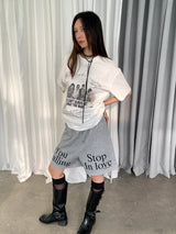 レタリングバンドルーズフィットショートスリーブtシャツ