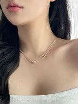 [Silver 925] two-line double ring necklace / Daily simple point