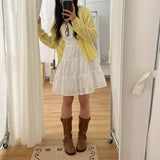 Baking Lace Round Neck Spring Knit Cardigan (6 Colors) – Mint / Date Look