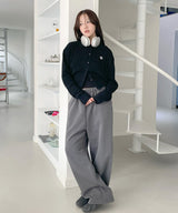 LOGO COLLAR CABLE CARDIGAN [3color]