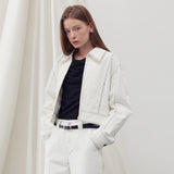 ステッチディテールドボンバージャケット WHITE