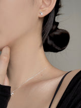 [silver 925] mini ball cubic earring necklace set / daily guest look simple silver wedding