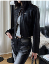 [F/W] Crop suede zipper jacket(2color)
