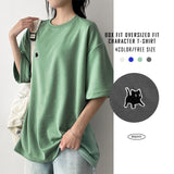 cat embroidered short-sleeved shirt
