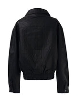 scratch leather collar jacket (unisex)