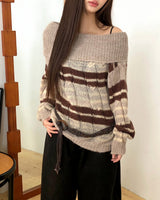 Nia Stripe OffShoulder Oversized Long-Sleeve Knit