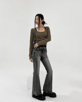 Pale brush bootcut denim pants
