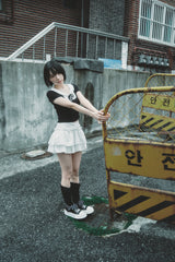SAILOR RIBBON TOP BLACK