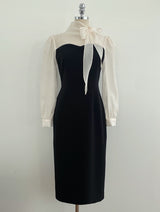 26SS★ Melage Chiffon Color Matching Tie H-Line One Piece