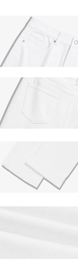 ベーシック ウォッシング ワイド コットン パンツ(white)