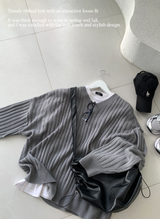  Isabelle Vienna V-Neck Loose Fit Ribbed Long Sleeve Knit