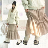 Meirin Shirring Checkered Skirt