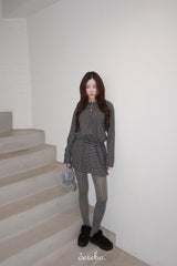 wool fleece stripe strap pumpkin dress