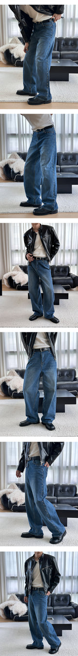 [Unisex] Stud wide denim pants