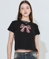 ペイズリーリボンTシャツ_ブラック