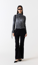 Diagonal-Gradient-Knit-Zip-Up - 2COLOR