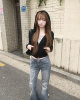 Crop slim hood jumper