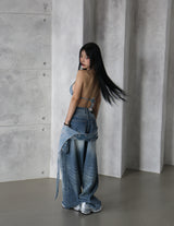 Denim 4PS Cover-Up Bikini Set