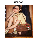 muva. Heart‑Sandwich Underarm Bag, Color‑Block Cowhide‑Velvet Large‑Capacity Elegant Shoulder Purse for Women’s Commute, New Arrival Jun 22