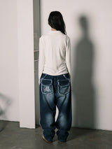 RAW CUT DENIM PANTS (WASHED BLUE)