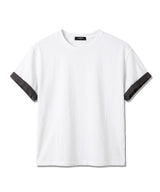 ロールスリーブクロップド半袖Tシャツ ホワイト