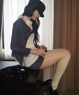 Metallic Button Tab Shorts_Navy