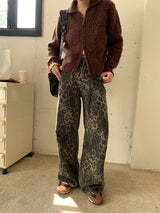 Leopard Cotton Wide Pants