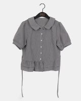 Saon Round Collar Frill Puff Blouse