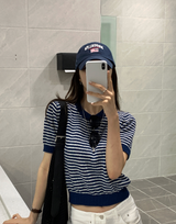 Slow Boucle Striped Short Sleeve Knit / 5 colors
