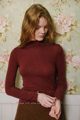 Frill Basic Turtleneck [Wine]