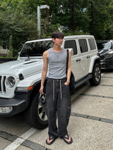 String Wide Cargo Denim PT