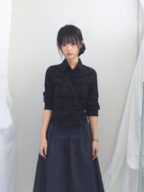 ruffle frill checkered short shirt