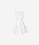 Snow Blossom Shirring Sleeveless Dress