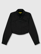 Crop Double Collar Shirts (Black)