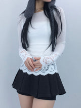 Flower Lace Slim Knit Top