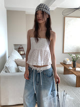 SMOKE PUNCHING BLOUSE TOP