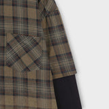 Mega washing checked layered shirt
