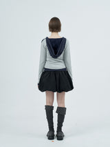 dot wrap layered hoodie / gray