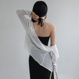 [Arev] V-neck See-Through Long-Sleeved Cardigan - 5 colors