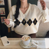 [BELLIDE MADE] ルーズフィットアーガイルVネックニットウェア