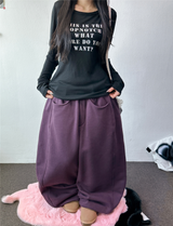 Balloon Wide Collie Belt Color-Point Fleece Balloon Wide Pants 🖤💜 5COLOR