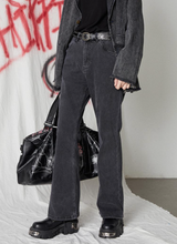 Japanese-style retro washed denim loose flared straight-leg long pants