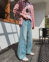 バルドブラッシュウォッシングデニムパンツ