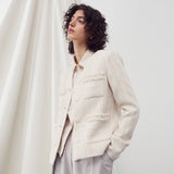 V NECK POCKET TWEED JACKET IVORY