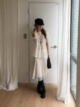 Sheer back ribbon blouse