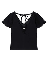 WRAP SHIRRING TOP(BLACK)