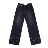 Eyelet denim pants