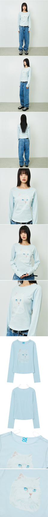  CAT PRINTED WOMAN LONGSLEEVE T-SHIRT