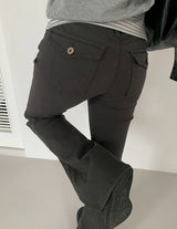 Allin バックポケット ロングブーツカット スリムフィット コットンパンツ